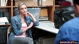 Shoplifter teenager fucks a security guard to avoid the police